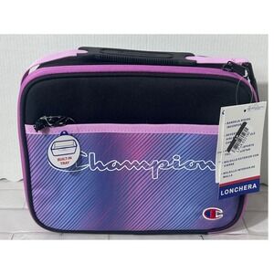 Champion Insulated Lunch Box Purple Blue Gradient Stripes Built-in Tray NWT